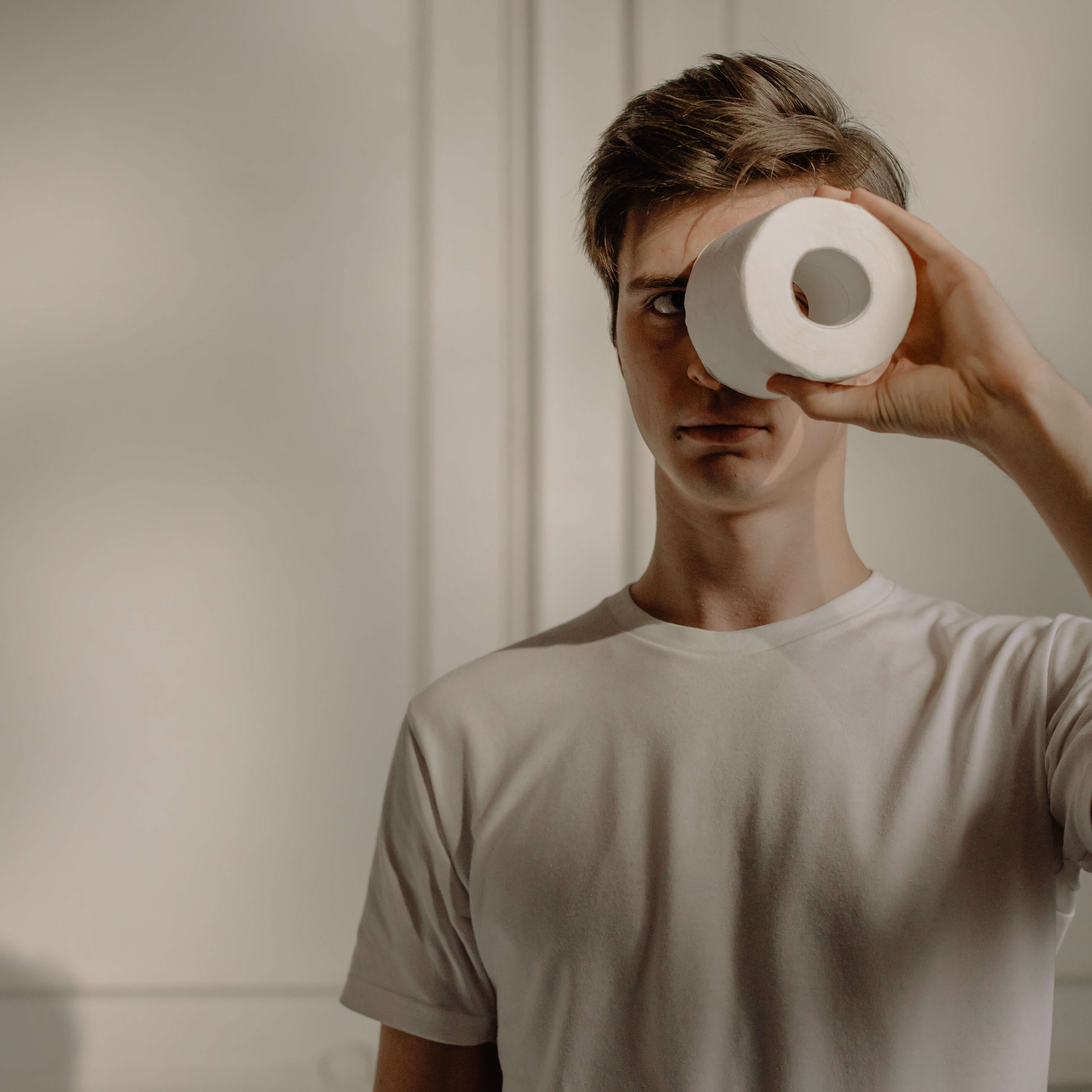 photo of brad with a toilet paper over one eye